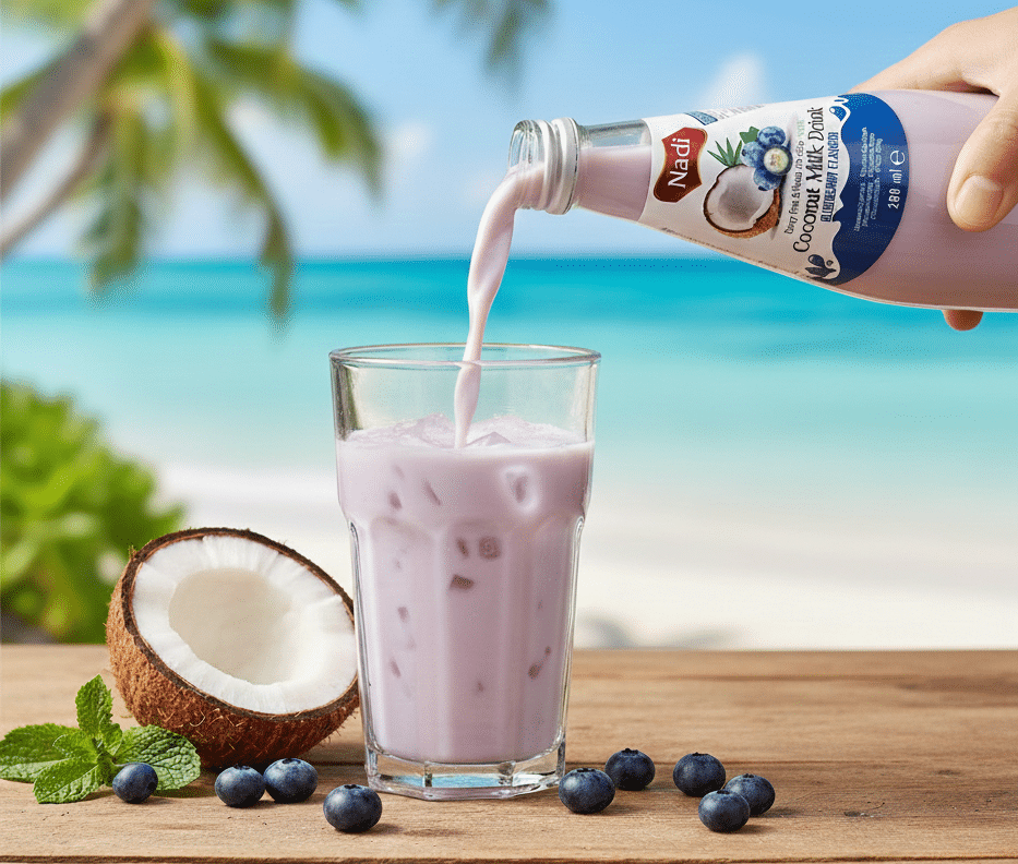 Nadi kokosmelk geschonken in een glas